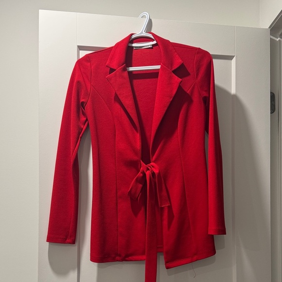 Elegant Red Women's Blazer Jacket - Picture 2 of 2